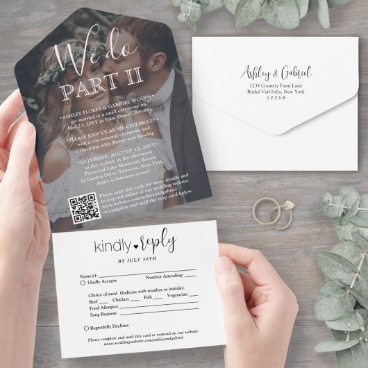 Sequel Bruiloft We Do Deel Twee Foto & QR Code RSV All In One Uitnodiging