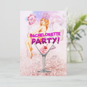 Sequence Pink Glitzy Bachelorette Party Kaart (Staand voorkant)
