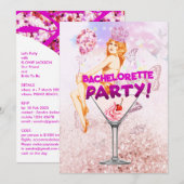 Sequence Pink Glitzy Bachelorette Party Kaart (Voorkant / Achterkant)