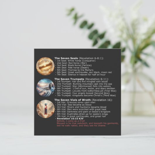 Sequentie van Tekenen uit Openbaring - KJV Bijbel Aankondiging (Staand voorkant)