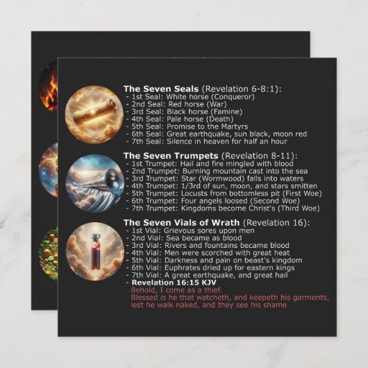 Sequentie van Tekenen uit Openbaring - KJV Bijbel Aankondiging (Voorkant / Achterkant)