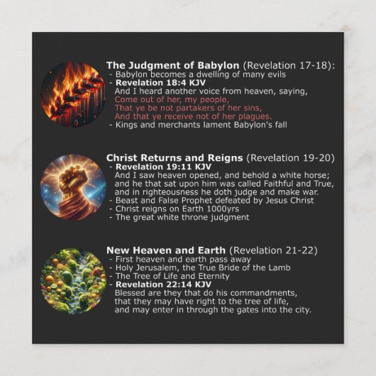 Sequentie van Tekenen uit Openbaring - KJV Bijbel Aankondiging (Achterkant)