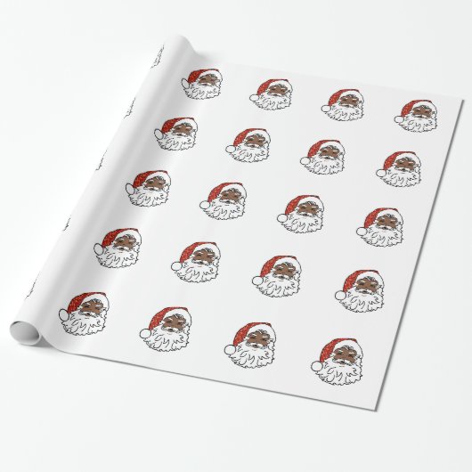 sequentie zwarte santa claus cadeaupapier (Uitgerold)