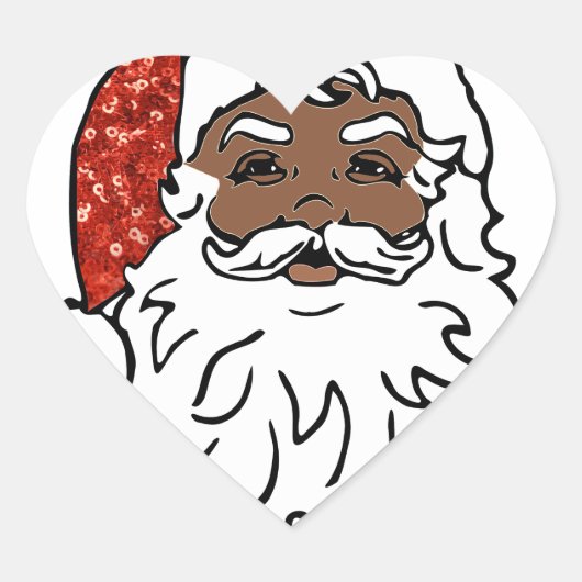 sequentie zwarte santa claus hart sticker (Voorkant)