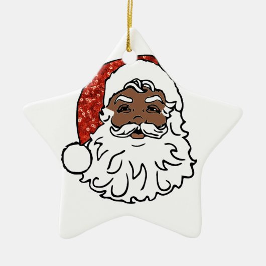 sequentie zwarte santa claus keramisch ornament (Voorkant)
