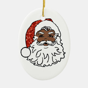 sequentie zwarte santa claus keramisch ornament