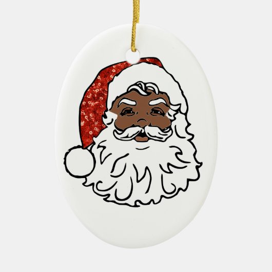 sequentie zwarte santa claus keramisch ornament (Voorkant)