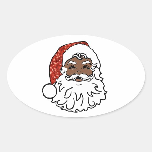 sequentie zwarte santa claus ovale sticker (Voorkant)