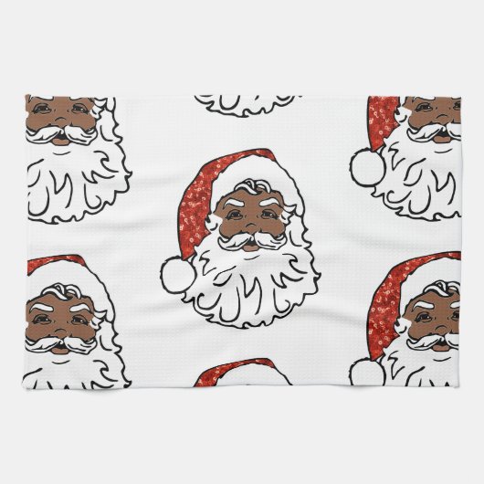sequentie zwarte santa claus theedoek (Horizontaal)