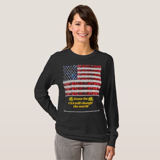 Sequin American Flag T-shirt USA (Voorkant volledig)