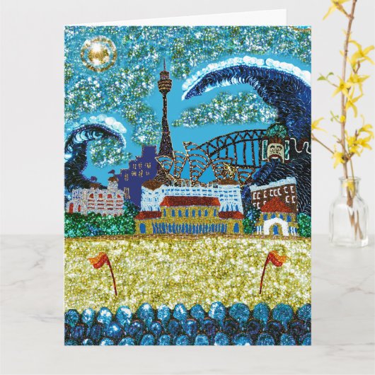 Sequin Art Verjaardag Kaart | Bondi Beach, Austral (Gele Bloem)