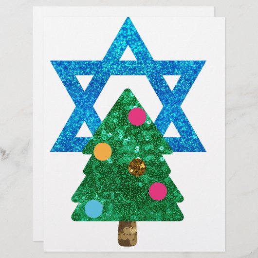 sequin christmukkah hanukkah briefhoofd sjabloon (Voorkant / Achterkant)