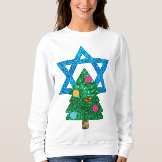 Sequin Christmukkah Hanukkah Dames Sweatshirt (Voorkant)