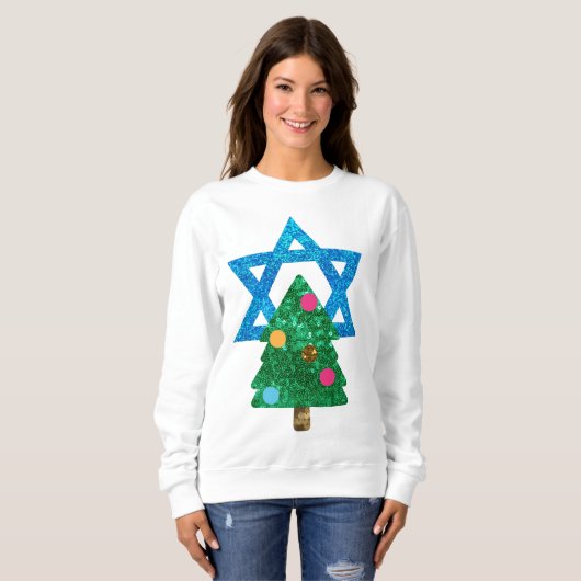 Sequin Christmukkah Hanukkah Dames Sweatshirt (Voorkant volledig)