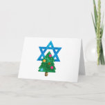 sequin christmukkah hanukkah feestdagen kaart<br><div class="desc">christmukkah, "ster van david", "kerstboom",  kerstmis,  xmas, "lelijke kerst",  interreligieus, "interreligieus",  Christelijk,  chrismukkah,  hanukkah,  chanukkah glitter,  sequins,  joods,  feestdagen,  jew,  neonroze blauw wit</div>