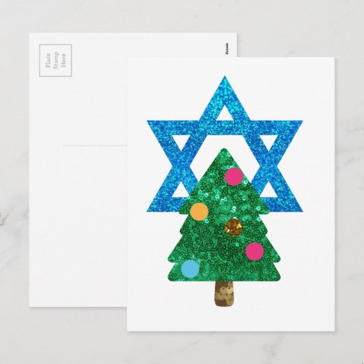 sequin christmukkah hanukkah feestdagenkaart (Voorkant / Achterkant)