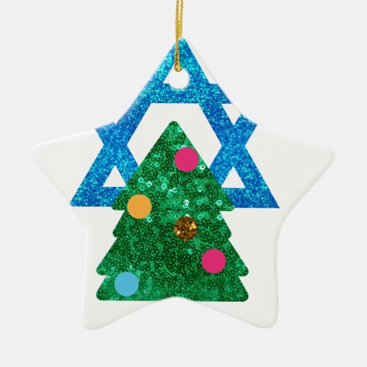 sequin christmukkah hanukkah keramisch ornament (Voorkant)