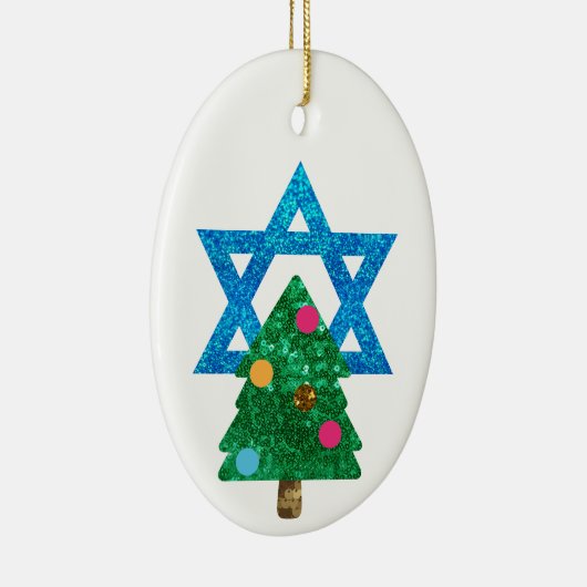 sequin christmukkah hanukkah keramisch ornament (Rechts)