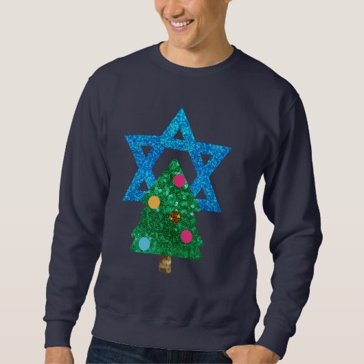 Sequin Christmukkah Hanukkah mannen sweatshirt (Voorkant)