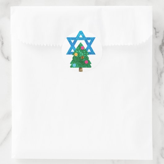 sequin christmukkah hanukkah ronde sticker (Tas)