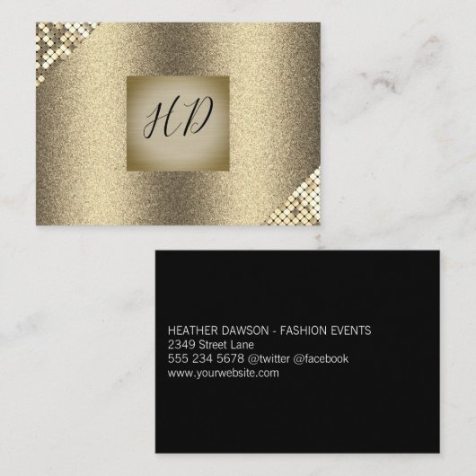 Sequin en Glitter / Executive Gold (uitvoerend) Visitekaartje (Voorkant / Achterkant)