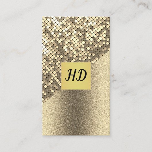 Sequin en Glitter/Gold Lux/Monogram Visitekaartje (Voorkant)