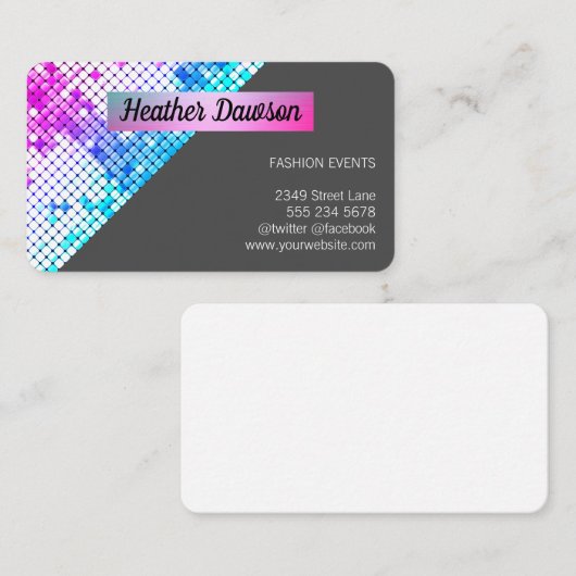 Sequin en Glitter / Kleurrijk / Grijs Visitekaartje (Voorkant / Achterkant)