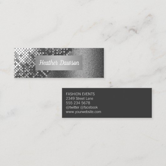 Sequin en Glitter Mini Visitekaartje (Voorkant / Achterkant)