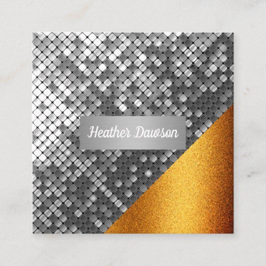 Sequin en Glitter Vierkante Visitekaartje (Voorkant)