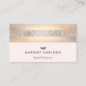 Sequin en Gold Light Pink Eyelash Extensions Visitekaartje (Voorkant)