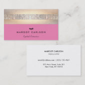 Sequin en gouden roze wimper extensies Salon Visitekaartje (Voorkant / Achterkant)