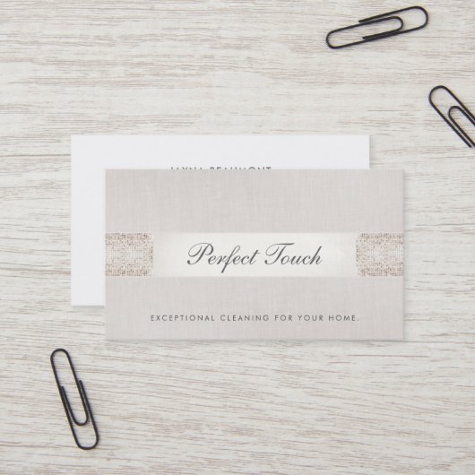 Sequin en Linnen Huisreiniger Schoonmaakservice Visitekaartje (Voorkant / Achterkant in situ)