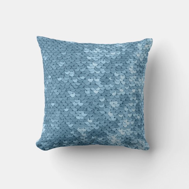 Sequin Fabric: Sky Blue Shimmer. Kussen (Voorkant)