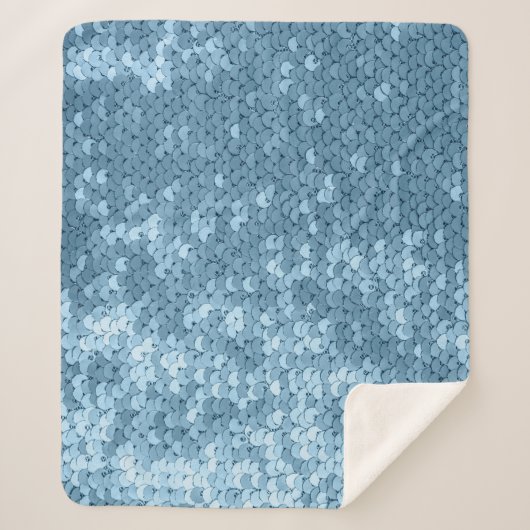 Sequin Fabric: Sky Blue Shimmer. Sherpa Deken (Voorkant)