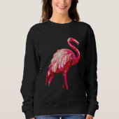 Sequin Gedrukte tropische flamingo Roze Bird Black Trui (Voorkant)