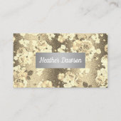 Sequin Glitter Goud Bloemen Patroon Visitekaartje (Voorkant)