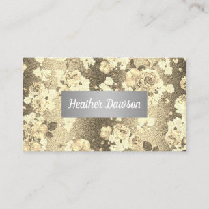 Sequin Glitter Goud Bloemen Patroon Visitekaartje