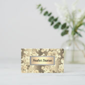 Sequin Glitter Goud Bloemen Patroon Visitekaartje (Staand voorkant)