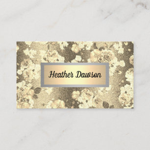 Sequin Glitter Goud Bloemen Patroon Visitekaartje