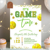 Sequin Glitter Softball Girl birthday invitat Kaart