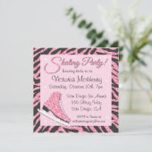 Sequin Glittering Ice Skating Party Uitnodigingen (Staand voorkant)