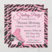 Sequin Glittering Roller Skating Party Uitnodiging (Voorkant / Achterkant)