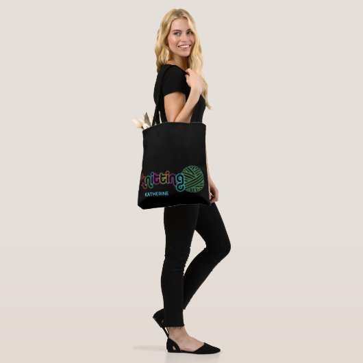 Sequin Glow Knitting Tote Bag (Op model)