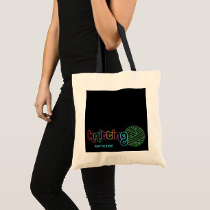 Sequin Glow Knitting Tote Bag