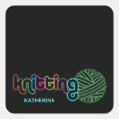 Sequin Glow Knitting Vierkante Sticker (Voorkant)
