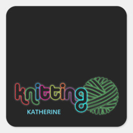 Sequin Glow Knitting Vierkante Sticker