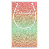 Sequin kant patroon gradiënt perzik goudgroen klein cadeauzakje (Achterkant)