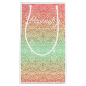 Sequin kant patroon gradiënt perzik goudgroen klein cadeauzakje (Voorkant)