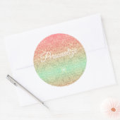 Sequin kant patroon gradiënt schattig roze goud gr ronde sticker (Envelop)