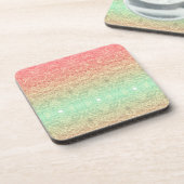 Sequin kant patroon ombre perzik goud groen bier onderzetter (Linkerzijde)